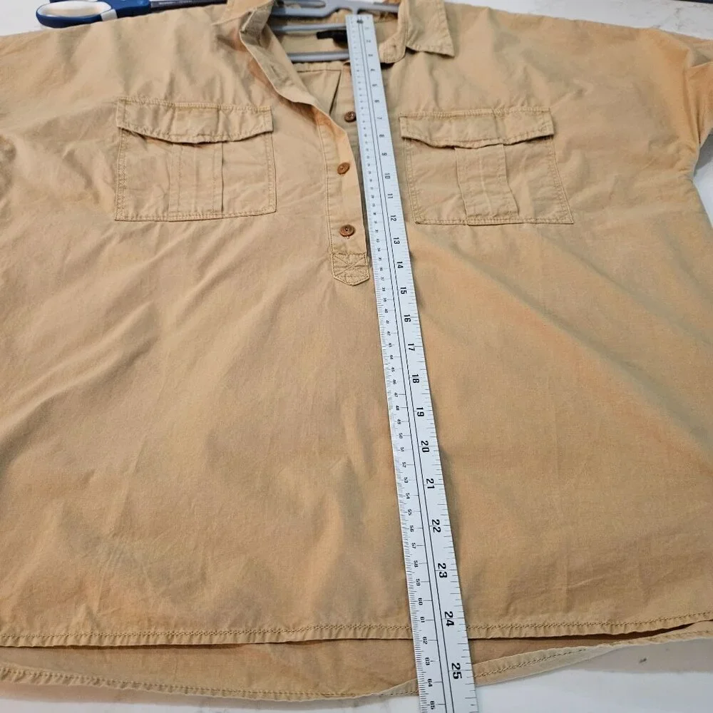 J. Crew Short Sleeve Shirt Utility Popover Size 8 Garment Dyed Cotton Poplin Kha